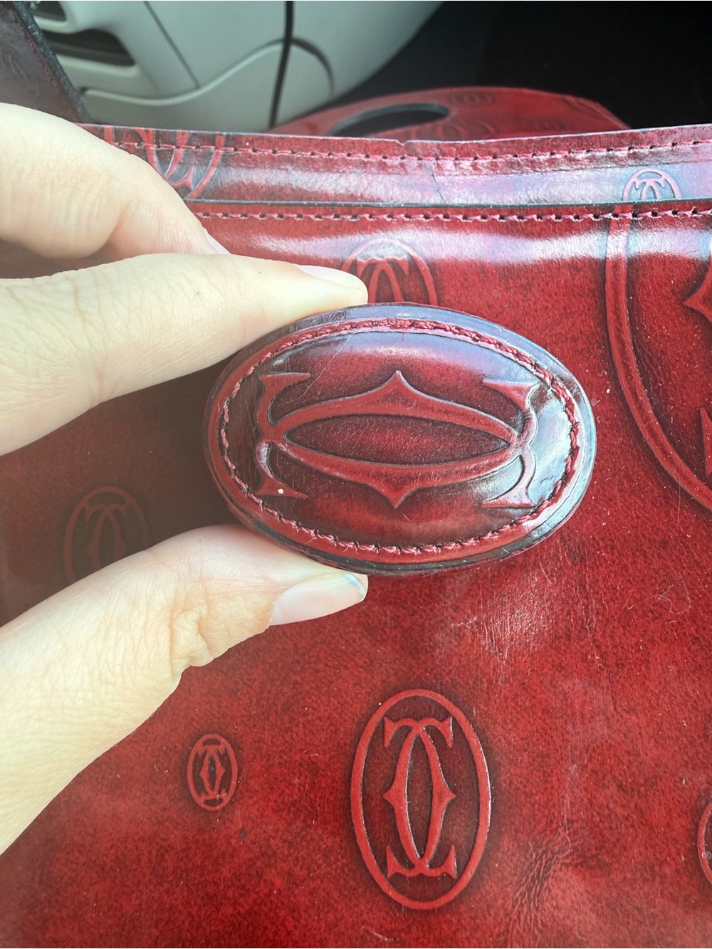 Cartier Deep Red Leather Shoulder Bag - Picture 3 of 14